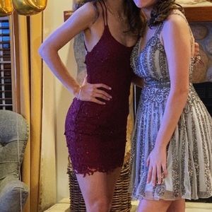 red tight floral dress